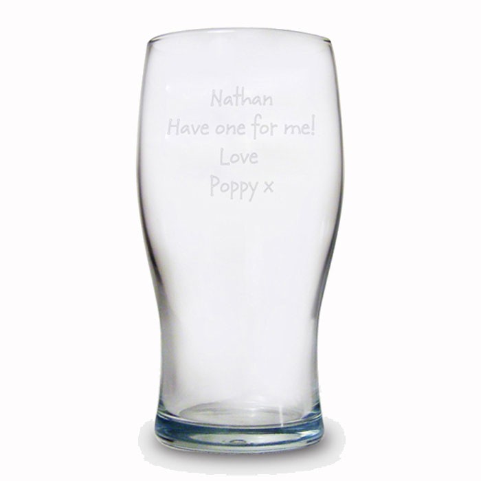 Engraved Pint Lager Glass