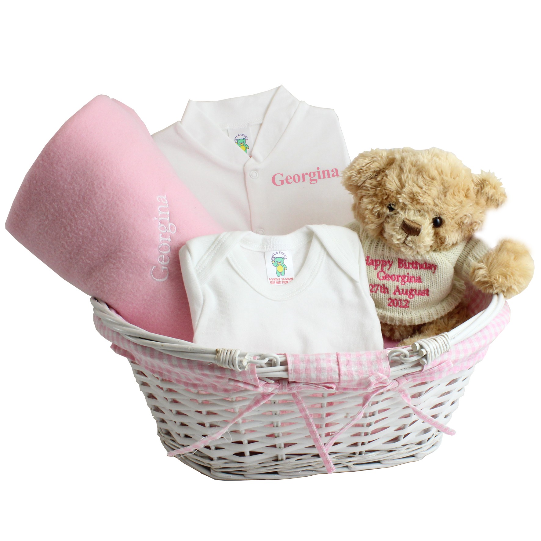 Personalised Pink Baby Basket