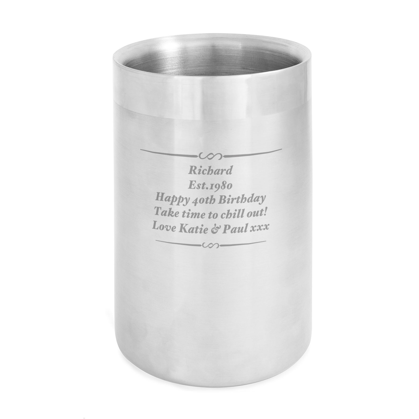 Engraved Message Stainless Steel Wine Cooler