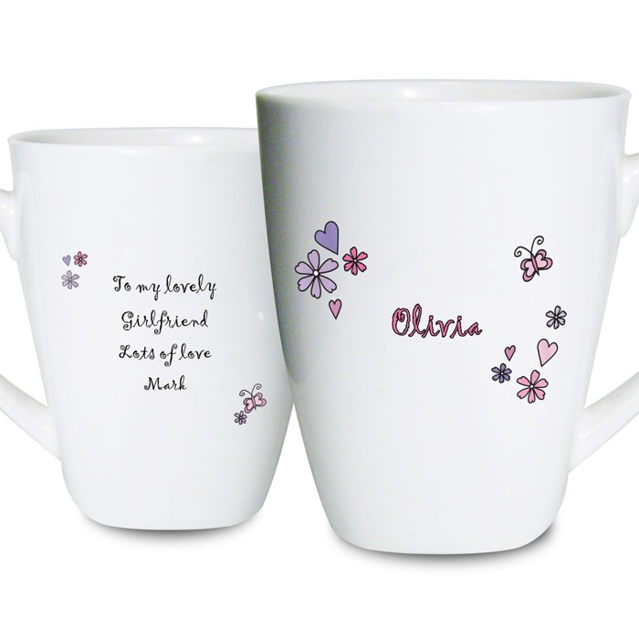 Personalised Flower & Butterflies Mug