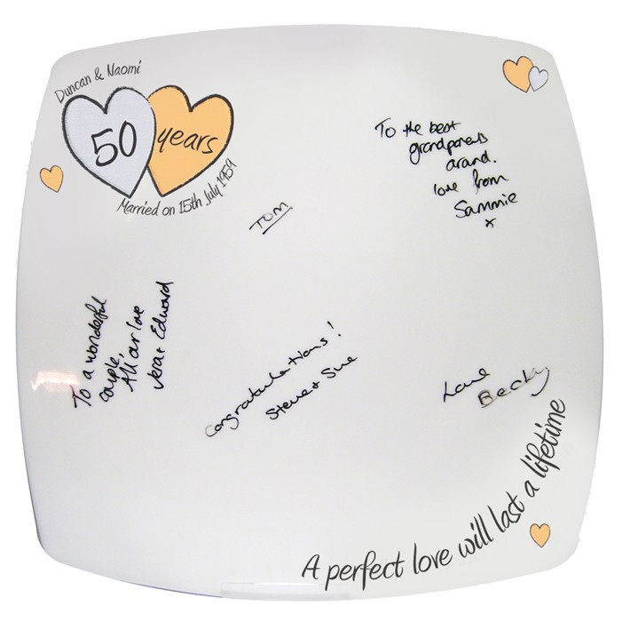 Personalised Perfect Love Golden Anniversary Message Plate