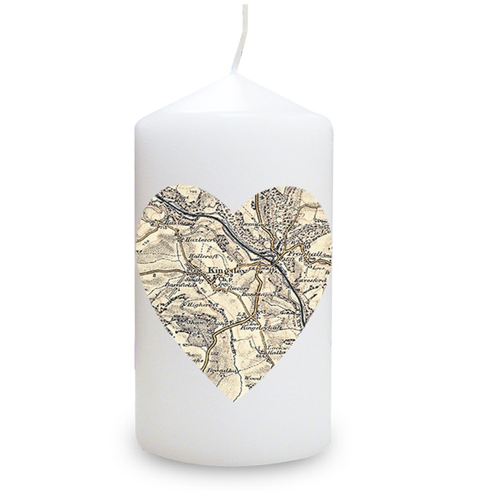 Personalised Heart Postcode Map Candle