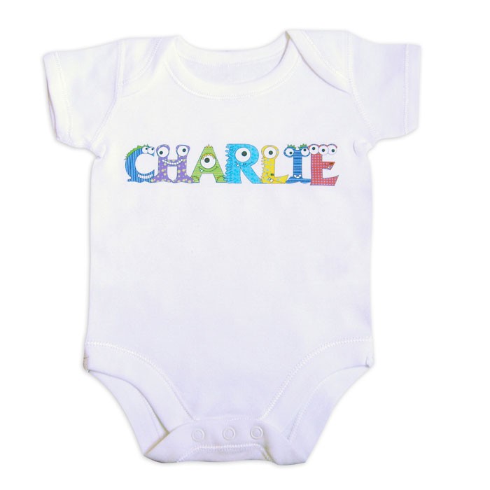 Personalised Monster Name Baby Vest