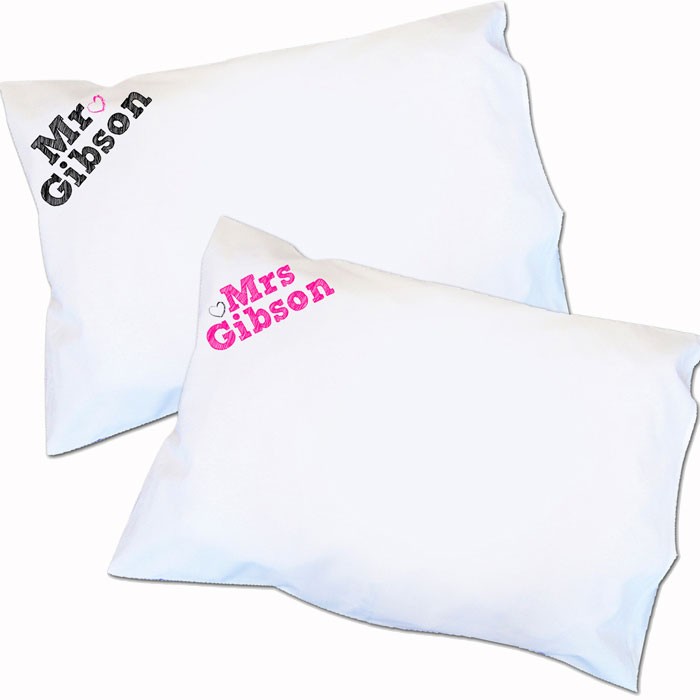 Personalised Mr & Mrs Pillow Case Set